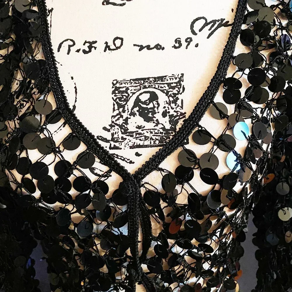 Beaded Black Crocheted Coverup XS/S NEW - Picture 2 of 9